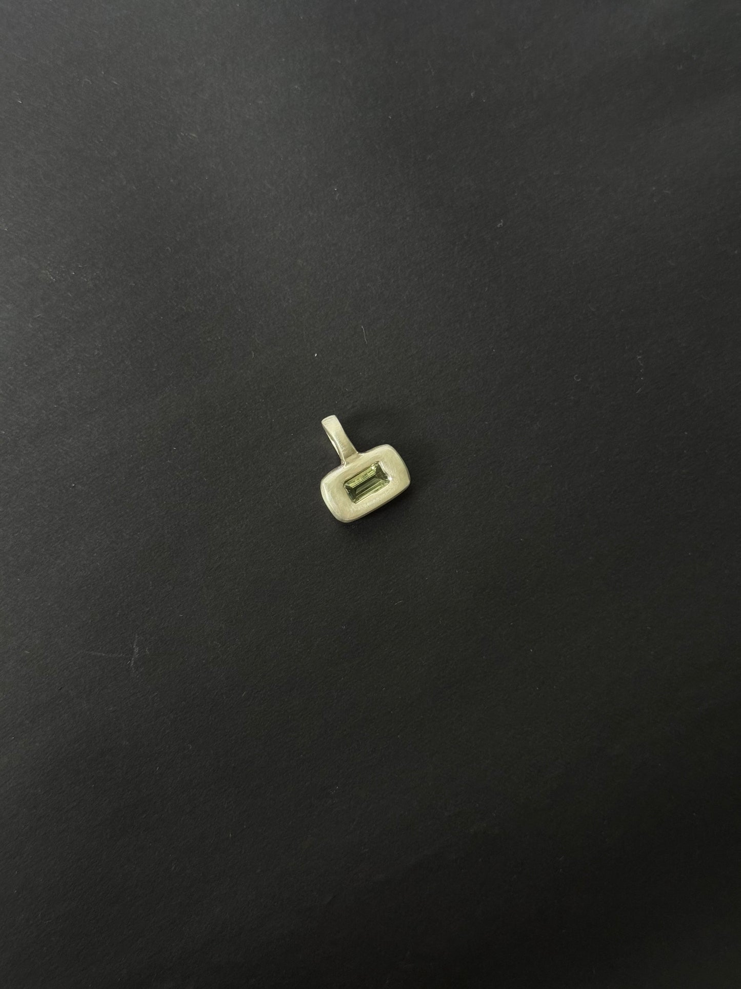 Natural Green Sapphire Pillow Pendant