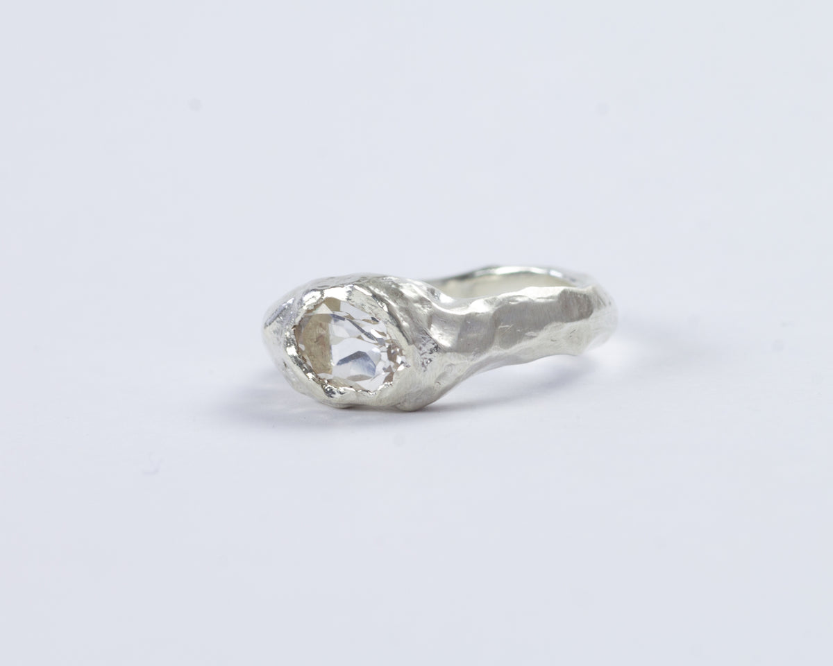 White Topaz In The Rough Ring