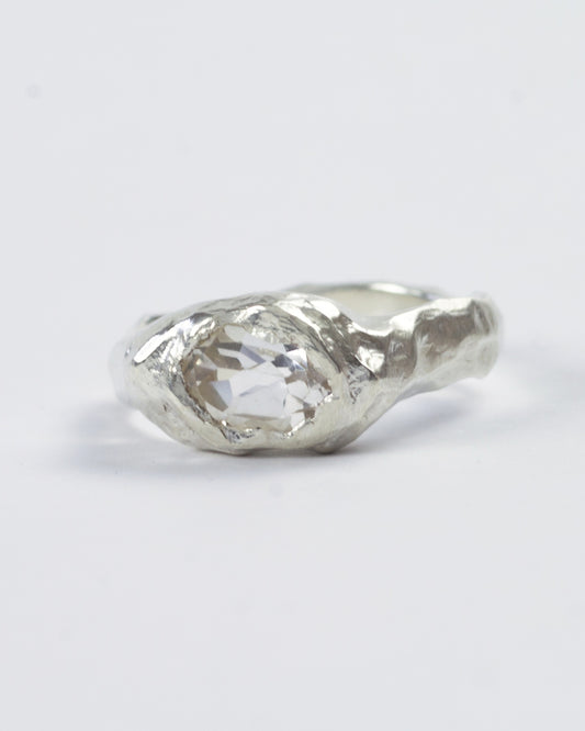 White Topaz In The Rough Ring