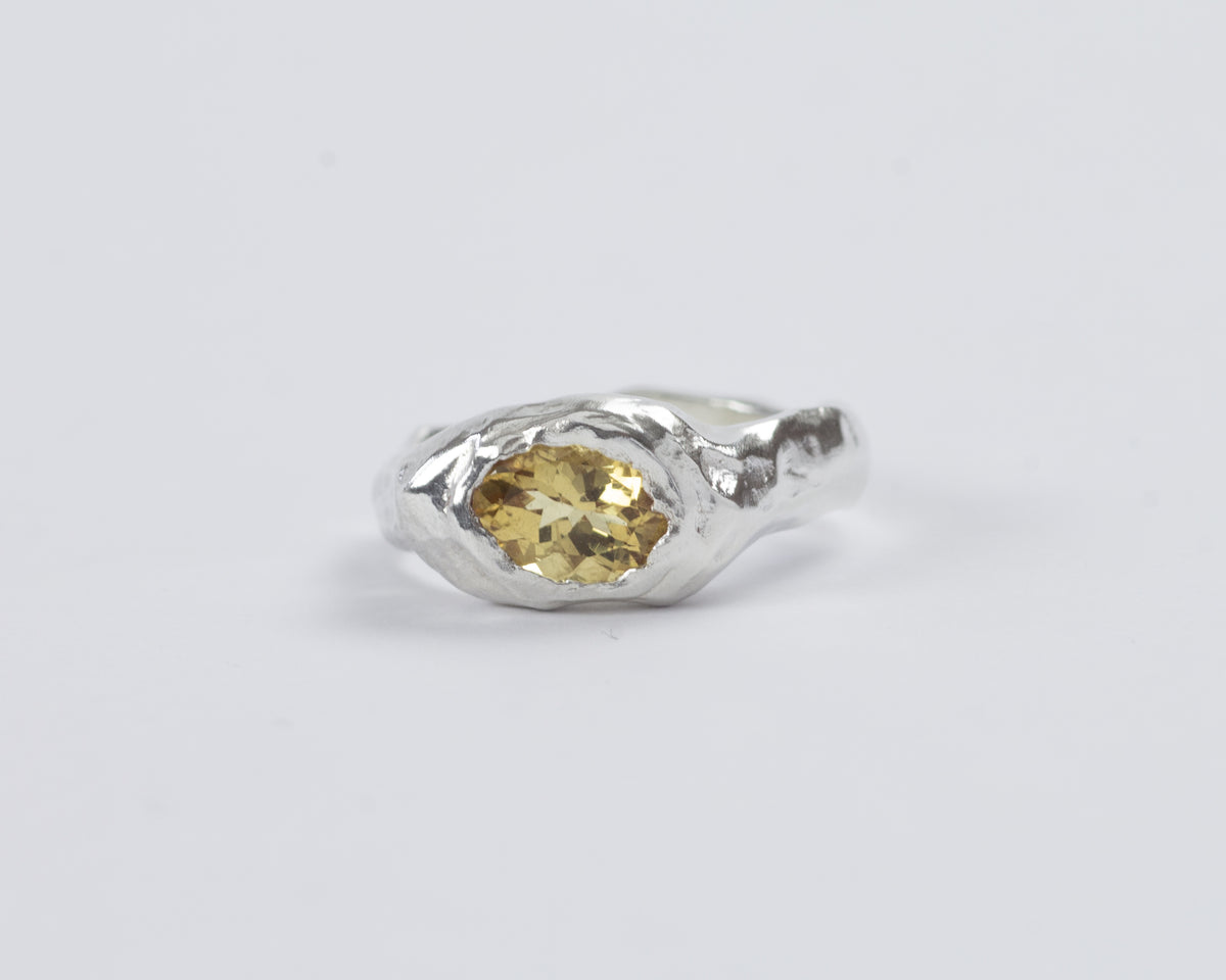 Yellow Beryl In The Rough Ring