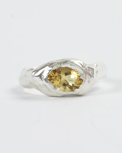 Yellow Beryl In The Rough Ring