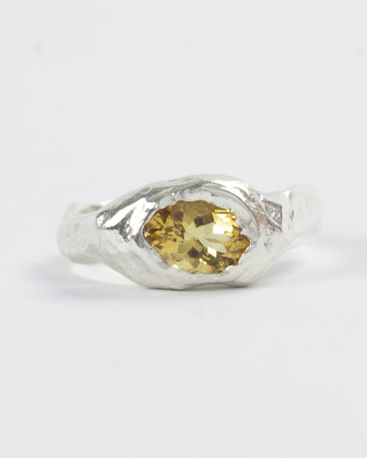 Yellow Beryl In The Rough Ring