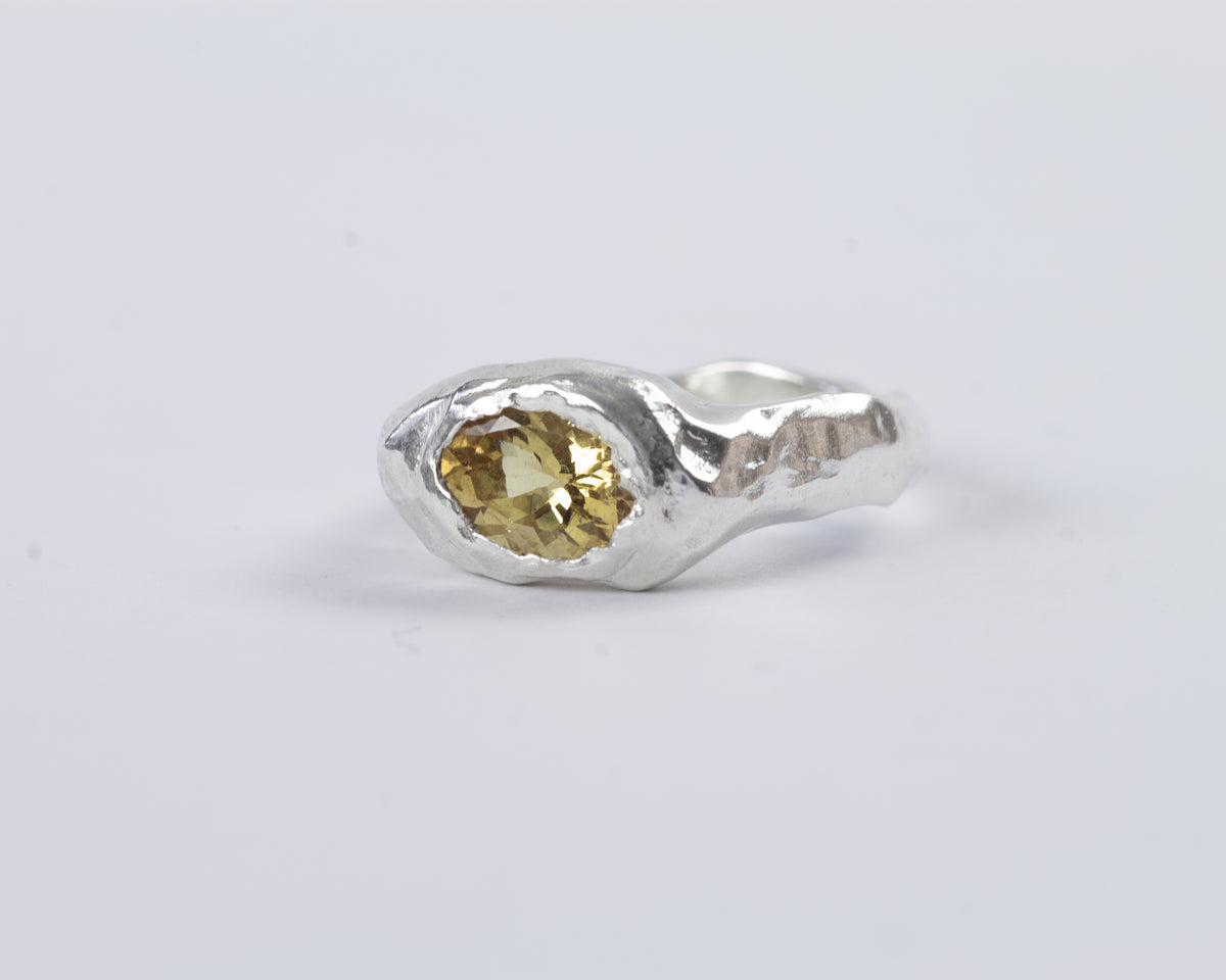 Yellow Beryl In The Rough Ring
