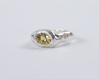 Yellow Beryl In The Rough Ring